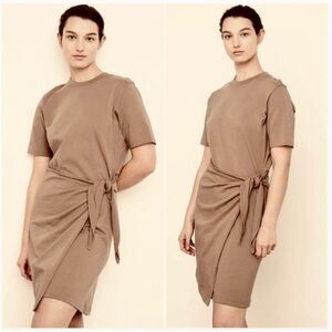 NWT VINCE Women's Preppy Casual Comfy Short Sleeve Side-Tie Shift Dress